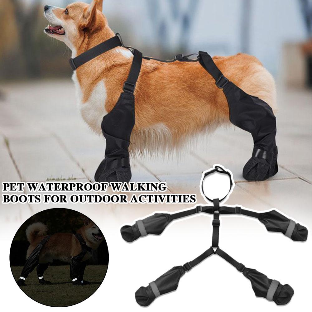 Dog Booties Paw Protector - Dog Suspender Boots Waterproof Pet Shoes
